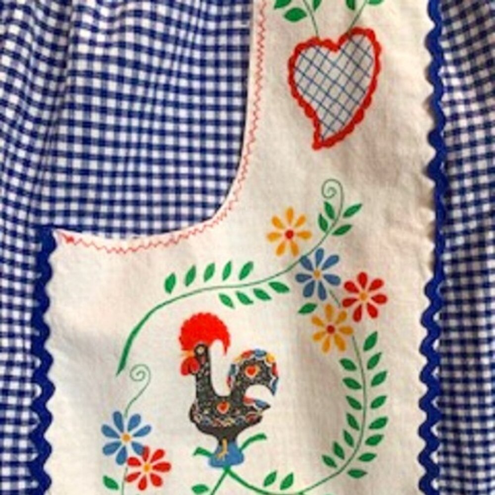 Portuguese 100% Cotton Kitchen Apron Traditional Rooster 2 Large Pockets - Picture 2 of 3